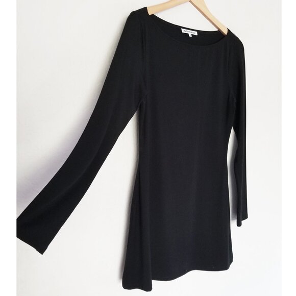 REFORMATION Jaelynn Knit Dress S Black Boat Neck Long Sleeve Mini $148 Tencel - Picture 6 of 15